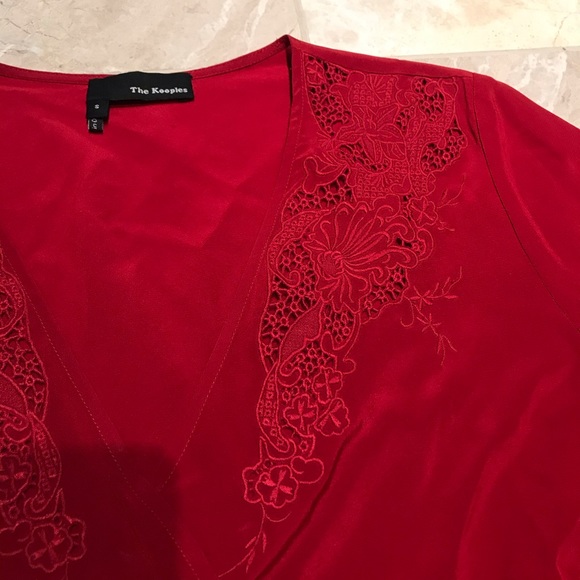 The Kooples Embroidered Drape Silk Blouse - Picture 3 of 4